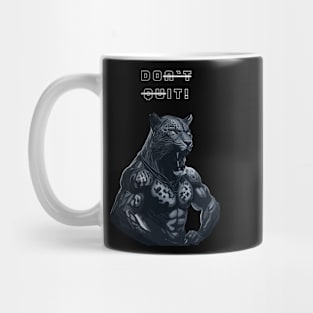 Posing muscular leopard gym motivational quote Mug